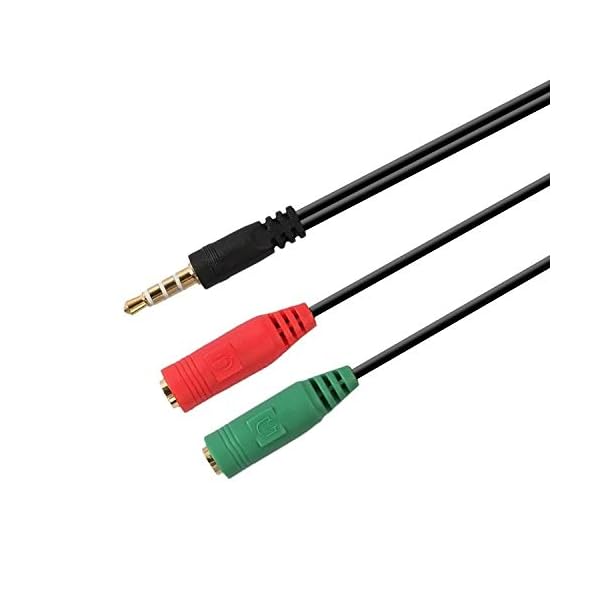 Aisens - A128-0354 Cable Adaptador Audio Jack 3.5 4 Pines Macho a 2 x Jack 3.5 3 Pines Hembra, Negro Verde Rojo, 20 cm