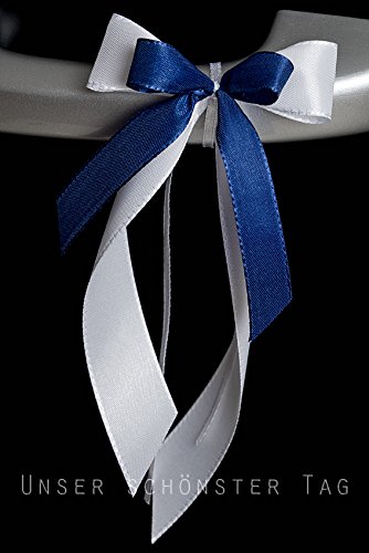 25 Antennenschleifen Autoschleifen Autoschmuck Hochzeit SCH0068 weiß blau