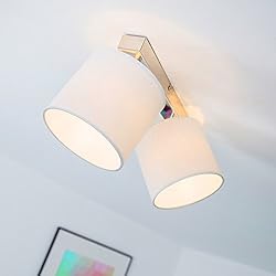 Lámpara de techo; Lámpara de techo de foco, 2-lámpara de techo con pantalla de tela G9 max, 40 W