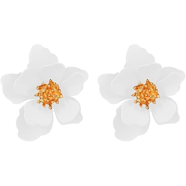 Orecchini a forma di fiore con Pietre Turchesi e Perle - Vintage