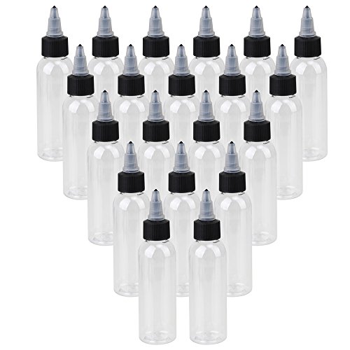 White 60ML Durable Black Twist Cap Tattoo Ink Pigment Green Soap Empty Plastic Bottles Pack of 10