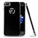 Produktbild iPhone 7 Hülle, Roybens Metall Silikon 2 in 1 Extra Dünn Stoßfest Schalen Taschen + Panzerglas Schutzfolie Folie für 2016 Apfel [Apple] iPhone7, Diamant Schwarz [Jet Black]