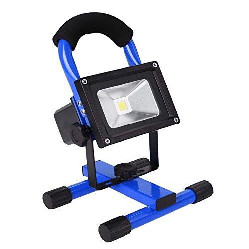 SAILUN 10W Warmweiß Blau LED Mit Akku Baustrahler Fluter Handlampen Flutlicht Arbeitsleuchte Tragbar wiederaufladbare Fluter IP65 (10W Warmweiß )