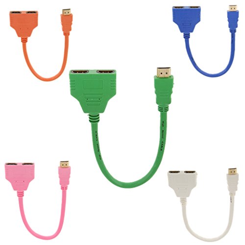 Generic 30cm 1080p Dual HDMI-Anschluss Adapter Männlichen Zu Weiblichen 1in 2-Splitter Kabel-Adapter Für TV – Grün - 6