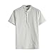 Produktbild UJUNAOR T-Shirt Einfarbiges Herren Shirt aus Baumwolle Klassisches Hemd mit Knöpfen Oberteile Tang Kurzarm Bluse(Weiß,X-Large)