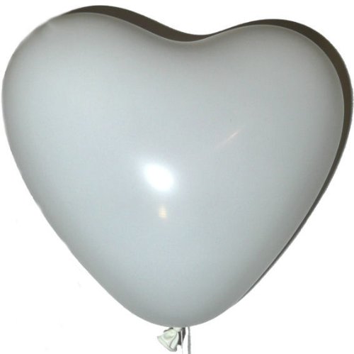 50 Stück LOLLIPOP® Latex-Herzballon, je 25 x rot + je 25 x weiß, ca. 25 cm Ø, ca. 60 cm Umfang - 2