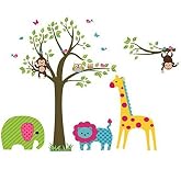 Crystal Kids Duvar Sticker &Ccedil;ocuk Odası Dekorasyonu Sevimli Orman Hayvanları ve Ağa&ccedil; Kendinden Yapışkanlı Dekor