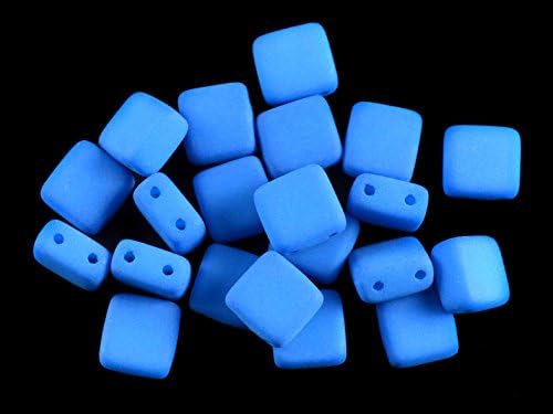 Czech Glass Square Beads 2 Holes ESTRELA NEON (UV Active) 6x6x3,2mm Blue - 40 pcs