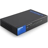 Linksys LGS108-EU 8-Port Unmanaged Gigabit Netzwerk Switch (Lüfterlos, Auto Sensing, Energiesparfunktion) schwarz