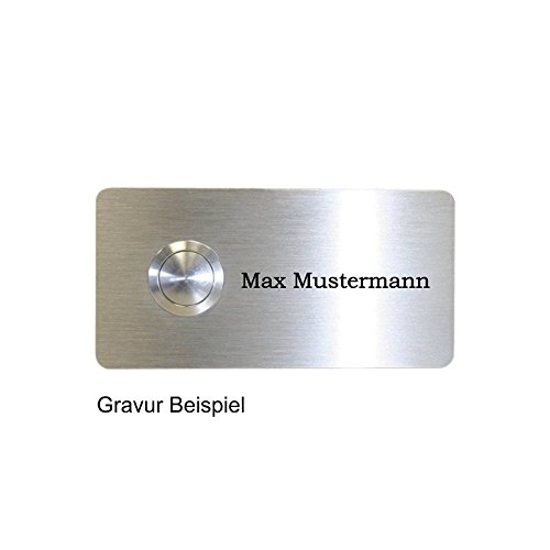 Preisvergleich Produktbild Edelstahl Klingelplatte mit Knopf 100x50mm V2A Rechteck-Form inkl. Gravur