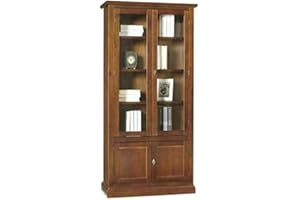 Mar.c.a. Design Vitrina, Arte pobre, madera maciza y MDF con 2 puertas 2 puertas con acabado Bassano - Medidas 90 x 41 x 186 cm.