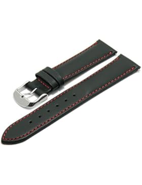 Meyhofer Uhrenarmband Straubing EASY-CLICK 18mm schwarz Leder glatt rote Naht Made in Germany My2fcml2020