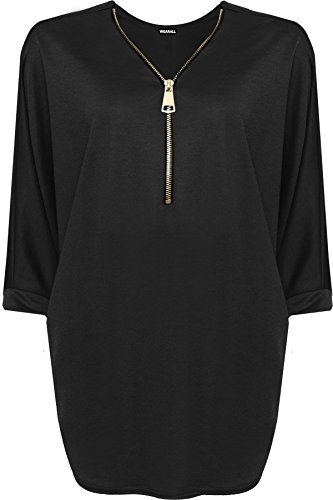 Book's Cover ofWEARALL Femmes Grande Taille Zip Incurvé Hem VNeck Batwing Haut Nouvelles Dames Bouffant Blouse À Manches 4054