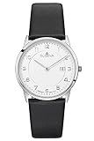 Dugena Herren Armbanduhr Modena XL Leder 38mm schwarz/weiß