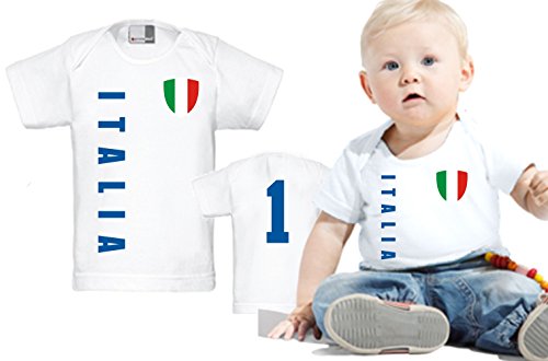Italien Italia BABY EM T-Shirt – Trikot Look – Gr. 56-86 – weiß (56/62)