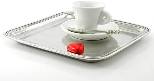 Square tray in polished pewter. Great value and beauty. Silver color.25 cm x 25 cm. Cavagnini made in italy
