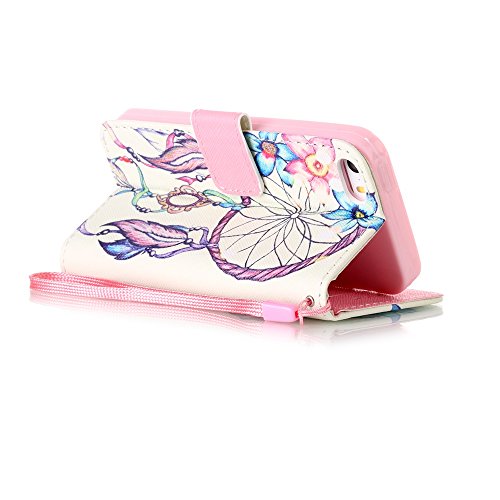 iphone SE / iphone 5 / iphone 5S Hülle Leder ,SKYXD Traumfänger Drucken Muster Schutzhülle PU Folio Ledertasche Trageschlaufe / Magnetverschluss / Kartenfächer Brieftasche / Standfunktion Handyhülle mit Eule Staubstecker + Eingabestift 3 in 1 Zubehör Handytasche Etui für Apple iphone 5/5s/SE Bookstyle Flip Leather Case With Stylus Dust Plug - 6