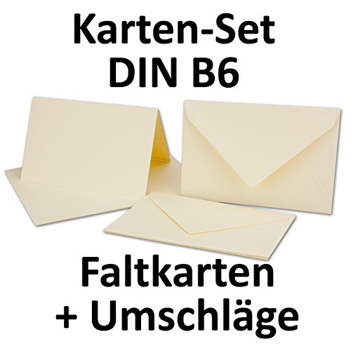 50 Sets // großes Kartenpaket mit 50 Faltkarten & 50 Umschlägen DIN B6 in Creme-Chamois // GERIPPT! - 2