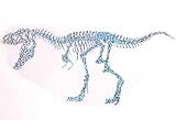  Bügelbild, Motiv: Dinosaurierskelett, Größe: 24x10cm, Farbe: silber-regenbogen, heißsiegelfähige Flexfolie