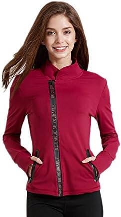 Yoga Jacket Omysi Women’s Quick Dry Running Exercise Stand Collar Coat (Purplish Red, L)