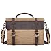 Produktbild WFF Herren Umhängetasche, Vintage Canvas Tasche mit Top Layer Crazy Horse Leder Schulter Handtasche, Herrenrucksack,1,15 Zoll