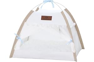 Vinnykud Tipi Zelt für Haustiere Katzenzelt mit doppelseitiger Matte + Bambusmatte Hundezelt Wegklappen Haustier Zelt Möbel Hundebett Katzenbett