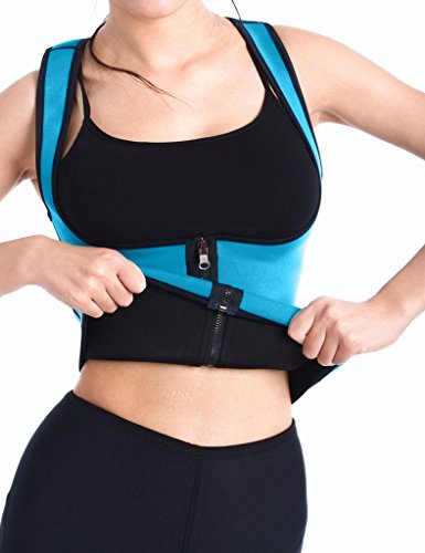 DODOING Frauen Damen Zipper Waist Cincher Training Sport Korsage Korsett Corsage Sweat Vest Hot Neopren Sauna Pants Tank Top Weste für Gewichtsverlust - 3