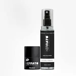 Kerrato Hair Fibre 4gm (MEDIUM BROWN) and Kerrato FIbreHold Spray (100ml)|Kerrato Hair Fiber Combo Pack