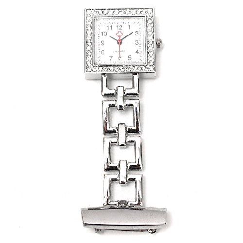 Preisvergleich Produktbild Charminer Schwesternuhr Taschenuhr Krankenschwesternuhr Pulsuhr Uhr Ansteckuhr Kitteluhr silbrig