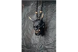 ZHUIDREAM Casco Samurai Kabuto/Hannya Japanese Oni Giapponese Charm Specchietto Retrovisore Auto,Ornamento Maschera Oni Demone Assassino Samurai (E)