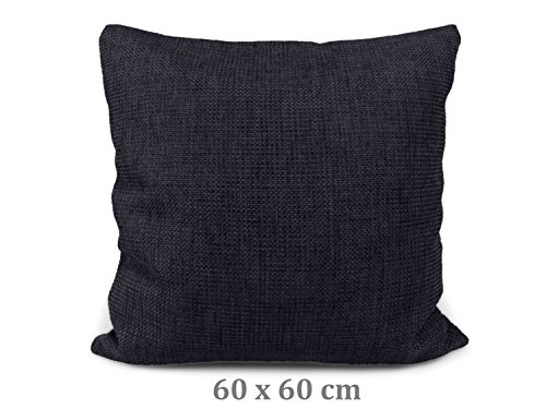Kissenhüllen in Struktur-Optik – erhältlich in 23 modernen Farben und 3 verschiedenen Größen, 1 Kissenhülle 60 x 60 cm, schwarz - 2
