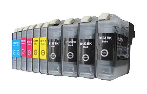 10 komp. XL Druckerpatronen mit Chip für Brother MFC j 245 470 650 870 4410 4510 4610 4710 6520 6720 6920 / Brother DCP j 132 152 552 752 4110 XL Version - sie bekommen 4 x schwarz 2 x rot 2 x blau 2 x gelb