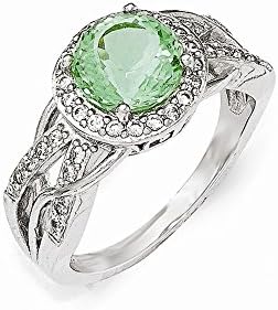 Cheryl M Sterling Silver Cubic Zirconia and Simulated Paraiba Tourmaline Faceted Ring - Size P 1/2