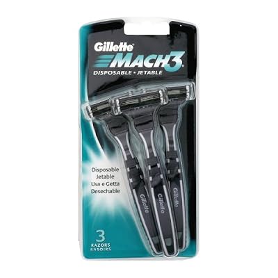 Gillette Mach3 - Pack de 3 Rasoirs Jetables pour Homme