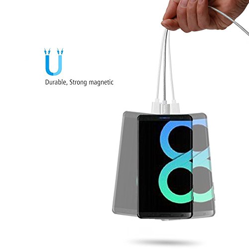 [Die neue Version]Magnet USB C Kabel auf USB 3.0 A- Lebenslange Garantieserie -TUOYA Magnetisches USB-C Ladekabel- Fast Charging-Magnetisches Type C Ladekabel Kabel – Type C Datenkabel Hochwertig mit LED Statusanzeige für Android Smartphones OnePlus 3 Huawai Mate Honor Google Pixel Nexus HTC Xperia Samsung Galaxy Type-C-Geräten (2*Pack Silber) - 4