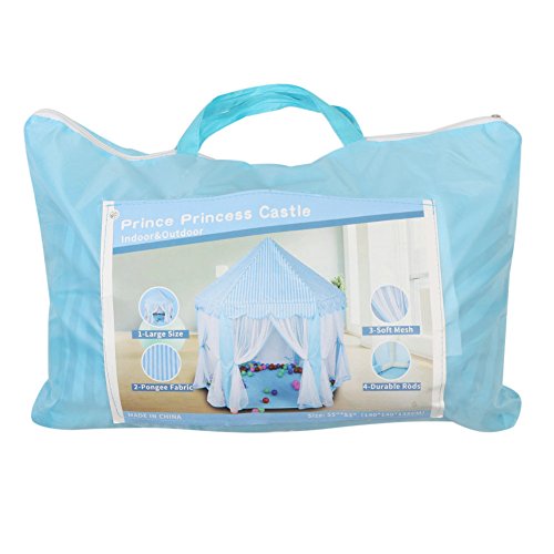 Kids Indoor Princess Castle Hexagon Play Tent Indoor or Outdoor Garden Toy Wendy House Playhouse Beach Sun Tent As Great Gift for Boys and Girls (blue)