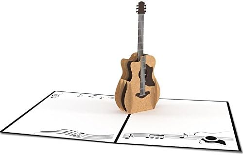UNIQUEplus Acoustic Guitar 3D Pop UP Greeting Kirigami Gift Cards for Anniversary, Wedding, Birthday, Couple, Mother's Day, Father's Day, Thank You