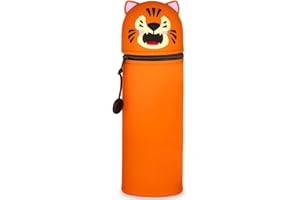GDFJBG 2-in-1 Silikon Federmäppchen - Tiger, Federtasche aus weichem Silikon für Stifte, Federmappe und Stiftehalter, Mäppchen Tiere, Schlampermäppchen