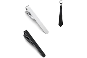 GHEART Pince à Cravate,2 Pièces Pince à Cravate Argent+Noir Homme, Pince à Cravate Cuivre, Pince à Cravate Homme Slim,Mince Tie Clip pour Homme, Pour Anniversaire de Mariage D'affaires vie Quotidienne.