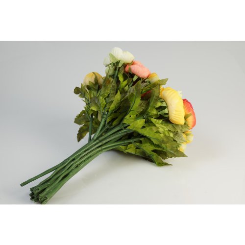 Künstlicher Ranunkelstrauch mit 18 Blüten, bunt, 30cm, Ø 25cm – Deko Strauß Busch Strauch - 2
