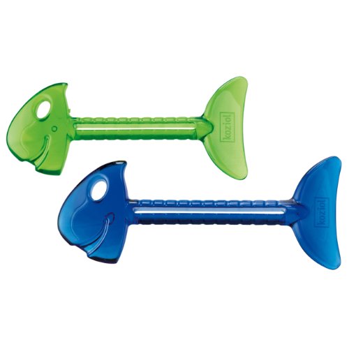 Koziol Rollmops Tube, transparent, 2 Stück Blau/Oliv Grün