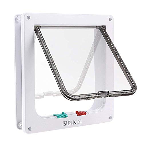 Puerta de Mascota, Colgajo de Gato, colgajo de Gato magnético de 4 vías, colgajo de Gato/Perro con túnel- 23 * 25 * 5.5cm Fácil de Instalar