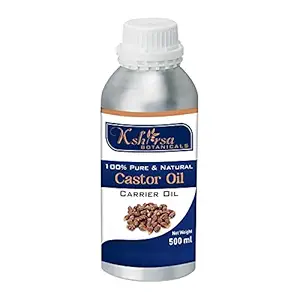 Pure Castor Oil (Ricinus Communis) with internal Plastic Euro Dropper 100% Natural Therapeutic Grade Cold Pressed for Skin Care & Hair Treatment (500 ml)