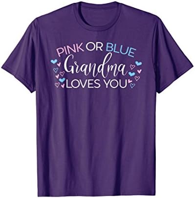MCVXV ZZ Cute Gender Reveal Party Grandma T-Shirt Pink or Blue Purple Male Medium