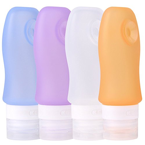 Silikon Reise Flaschen Set Auslaufsicher für Shampoo, Lotion,Sonnenschutz, Toilettenartikel, BPA-frei und FDA Zulassung, 89ml 4er Packung