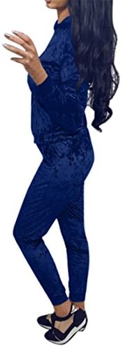 Women Crushed Velvet Lounge Suit,Moonuy Ladies Girl 2Pcs Sweatshirt Pants Sets Autumn Winter Fashion Clothes Sets Solid Elegant Sport Lounge Wear Casual Suit Sport Suit Outfits Tracksuit (Navy, XL)