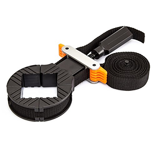 Relaxdays Rahmenspanner mit 4 Spannbacken & 4 Meter Nylongurt als Bandspanner zum Leimen und Schrauben von rechtwinkligen Werkstücken stufenlos verstellbar HBT: 3 x 10 x 28 cm, schwarz - 4