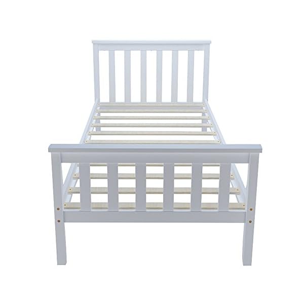 3ft Wooden Single Bed Frame for Adult Kids Child or Children, Solid Pine Wood, White - Image 4
