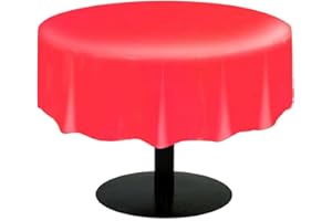 Unique Party 50025 - okrągły czerwony plastikowy obrus, 180 cm