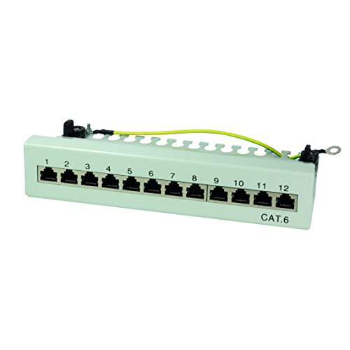 LogiLink Professional Cat.6 (250 MHz) Patchpanel - Verteilerfeld, Tisch/Wand/Desktop, STP (geschirmt) 12-Port (RJ45)